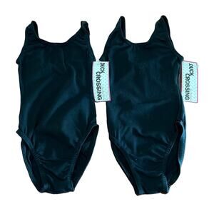 Duck Crossing Black Sleeveless Leotard Girls XS 3-5 Set of 2